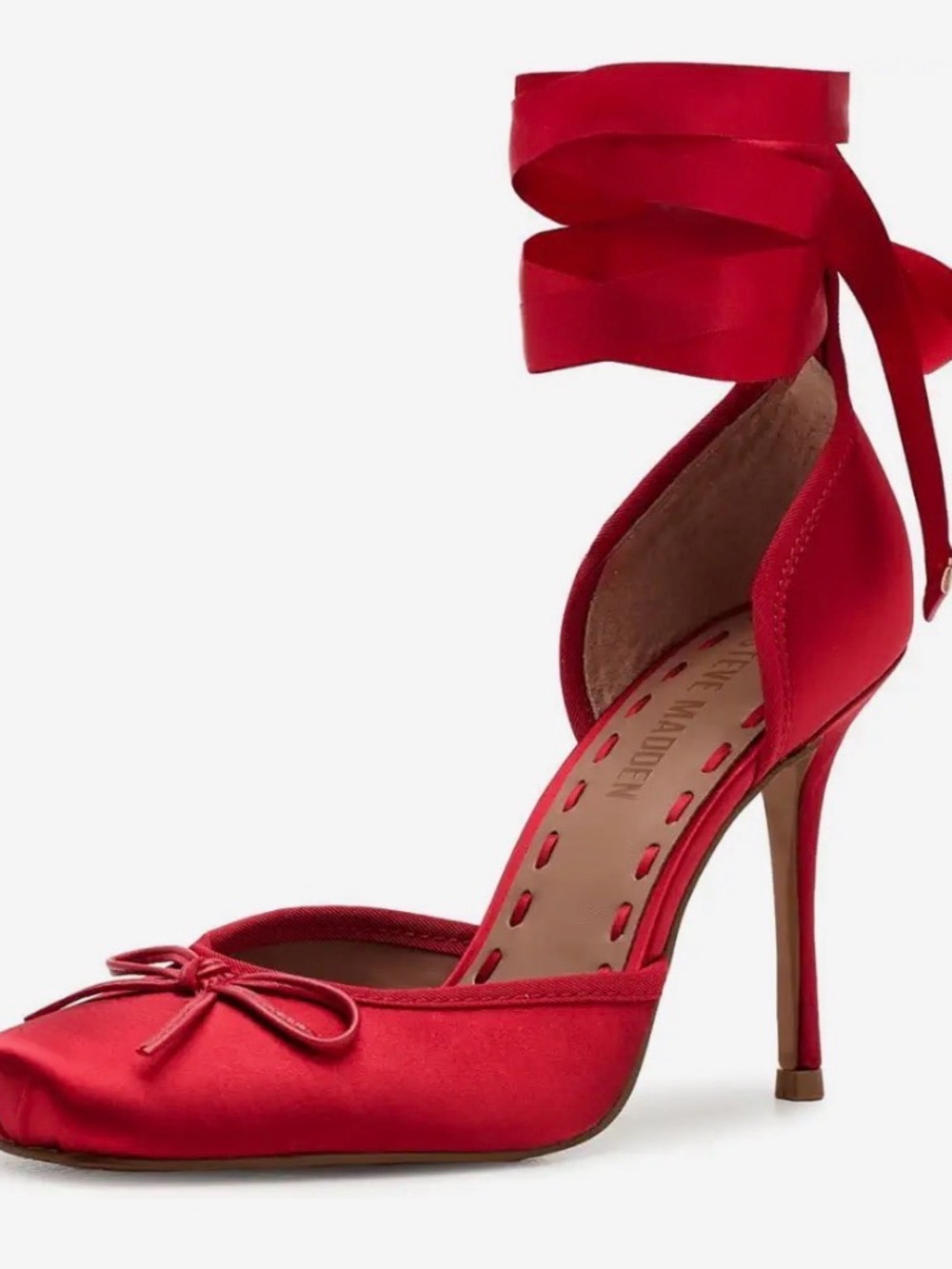 Steve Madden Larina Red Satin Ballerina Heels